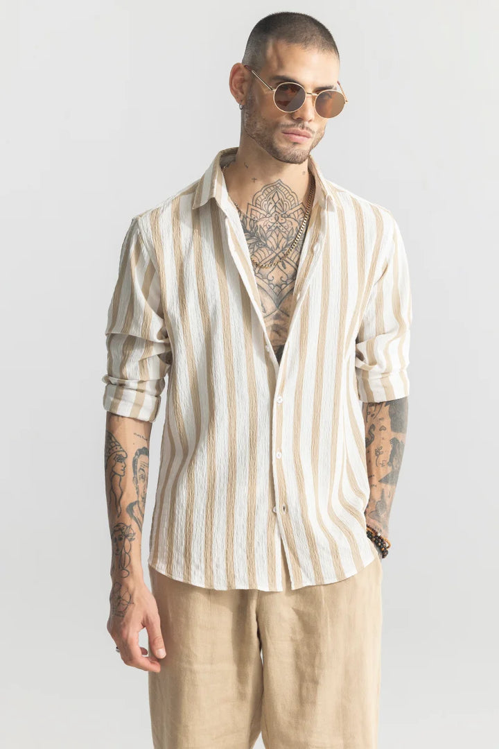 Squeeze Stripe Beige Shirt