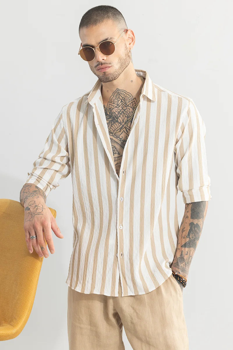 Squeeze Stripe Beige Shirt