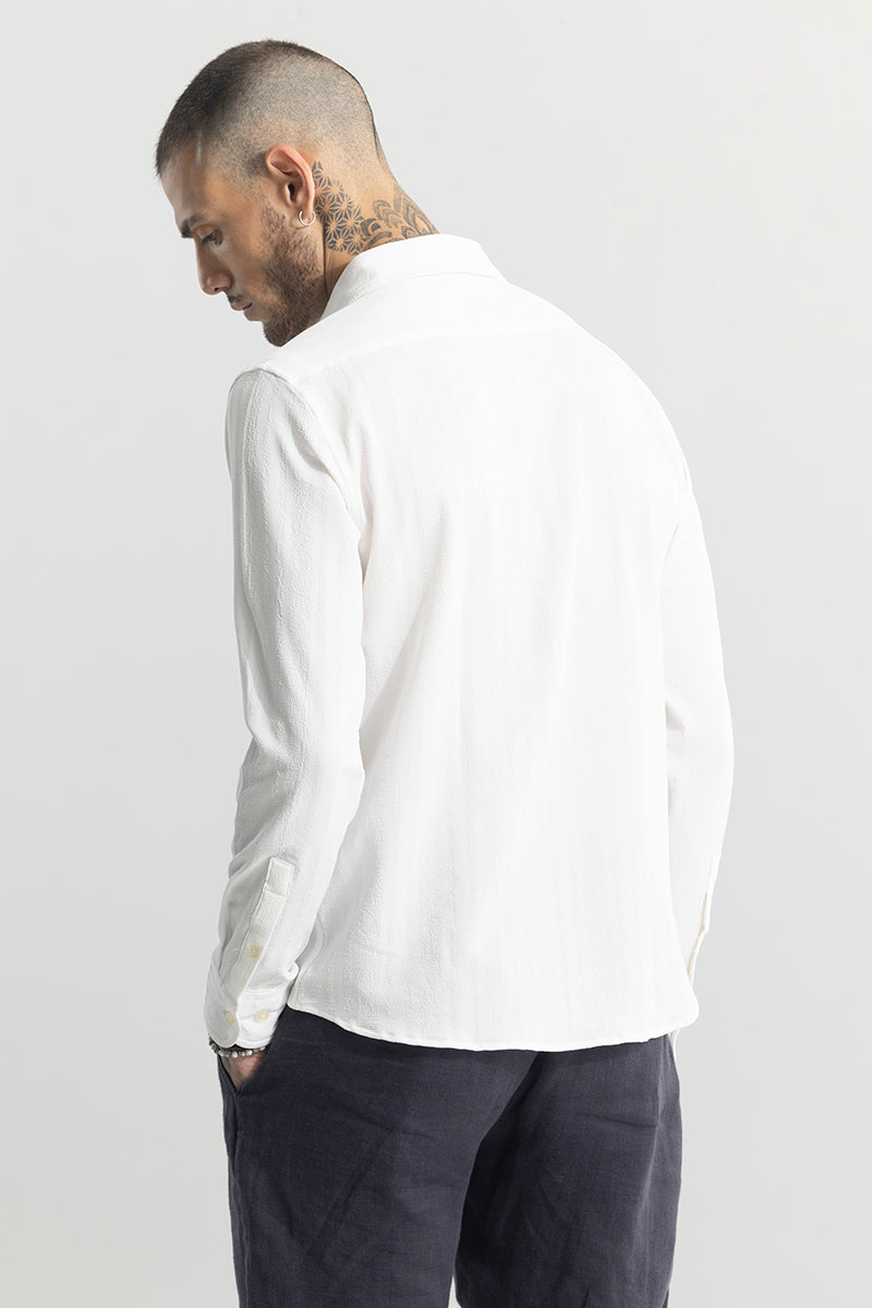 Crushed Self Stripe White Shirt