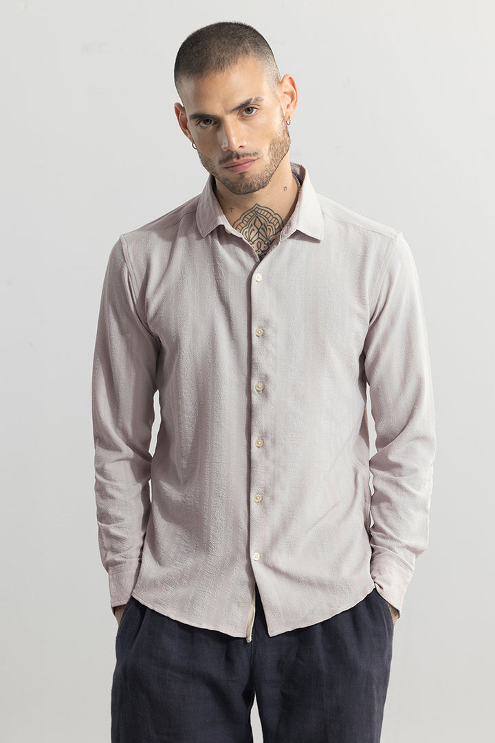 Crushed Self Stripe Grey Shirt