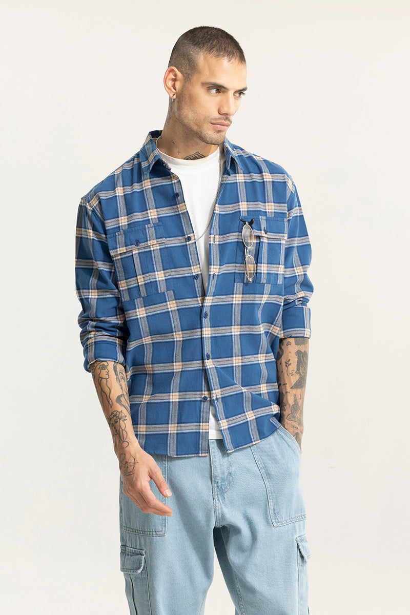 Oculus Check Blue Oversized Shirt