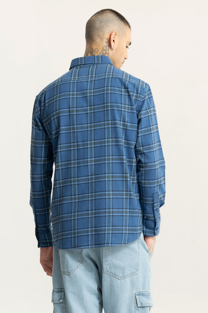 Oculus Check Azure Blue Oversized Shirt