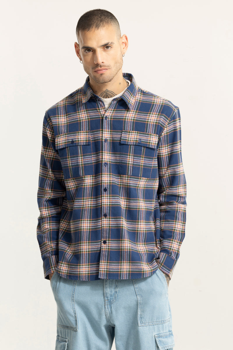 Oculus Check Royal Blue Oversized Shirt