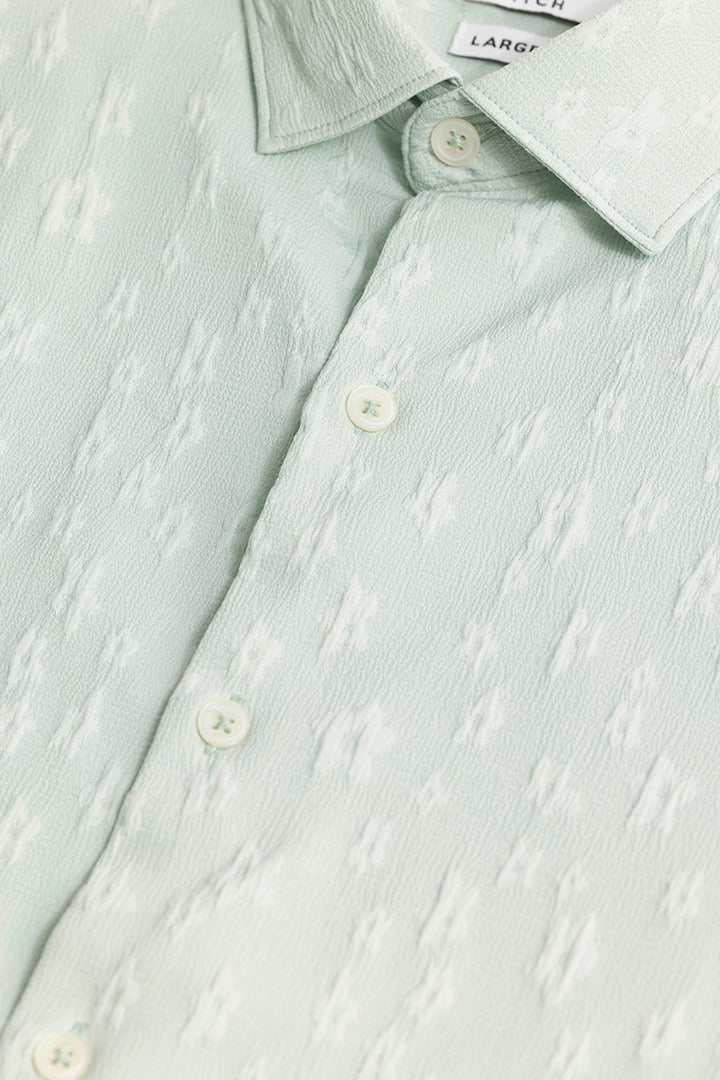 Embossed Self Structure Light Green Shirt