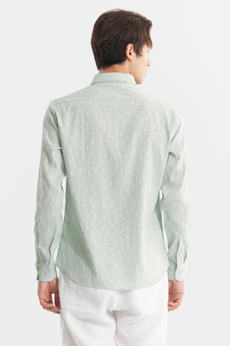 Embossed Self Structure Light Green Shirt