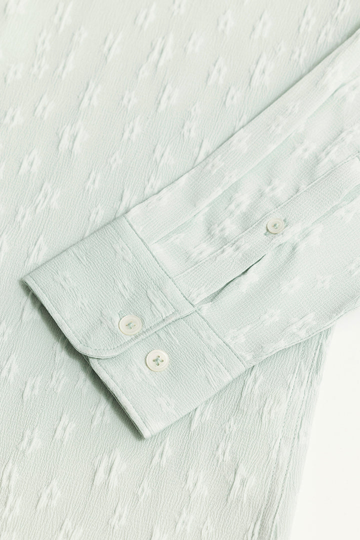 Embossed Self Structure Light Green Shirt