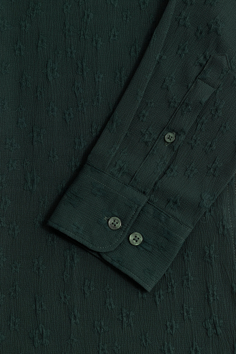 Embossed Self Structure Olive Shirt