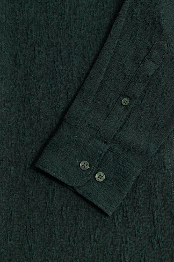 Embossed Self Structure Olive Shirt