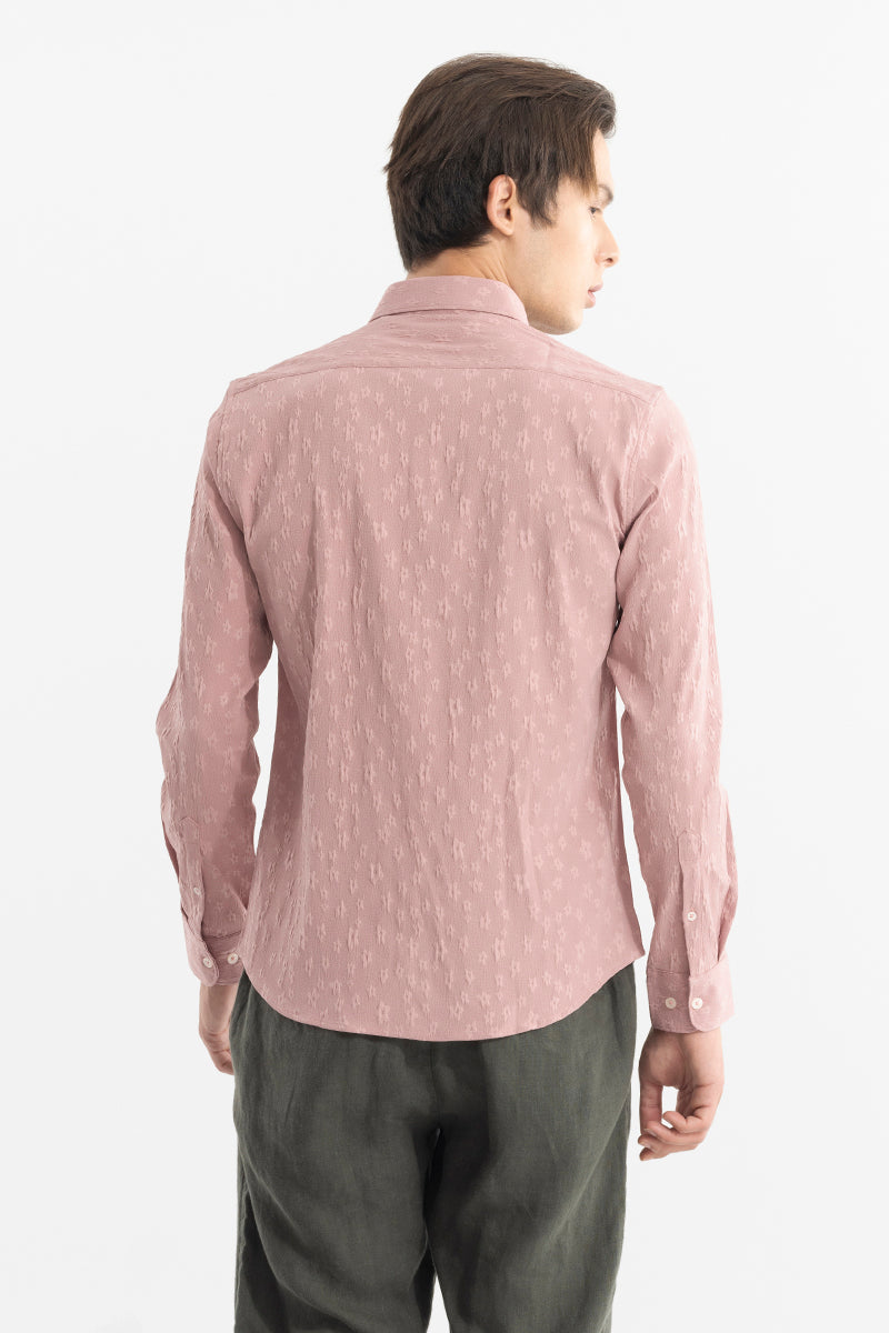 Embossed Self Structure Pink Shirt