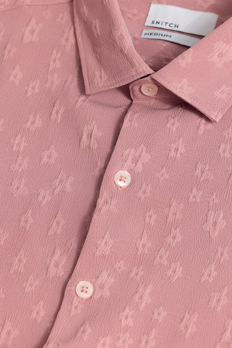 Embossed Self Structure Pink Shirt