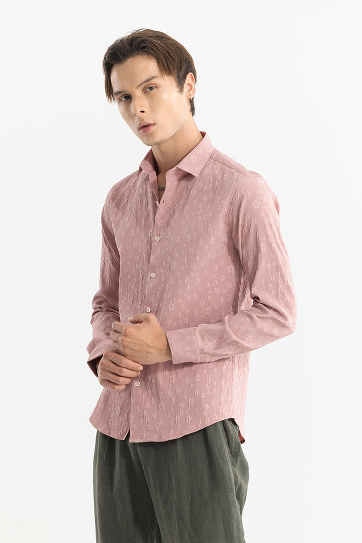 Embossed Self Structure Pink Shirt