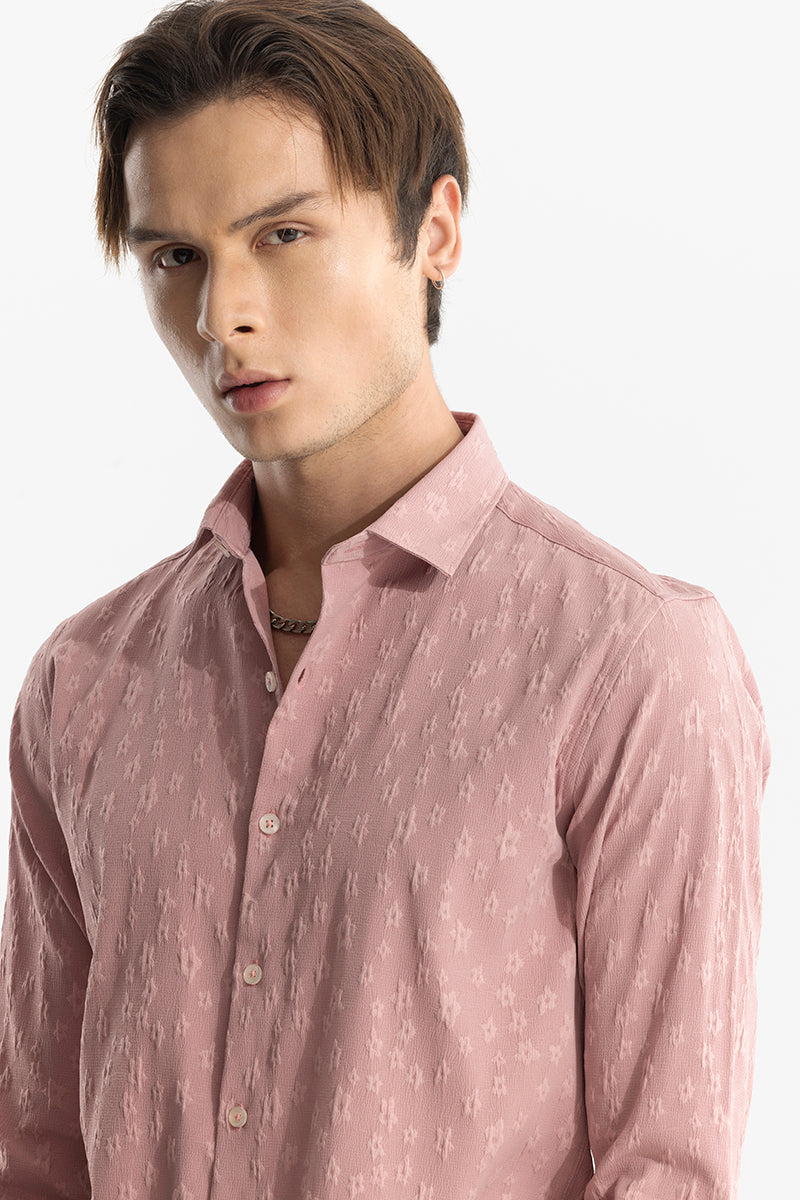 Embossed Self Structure Pink Shirt