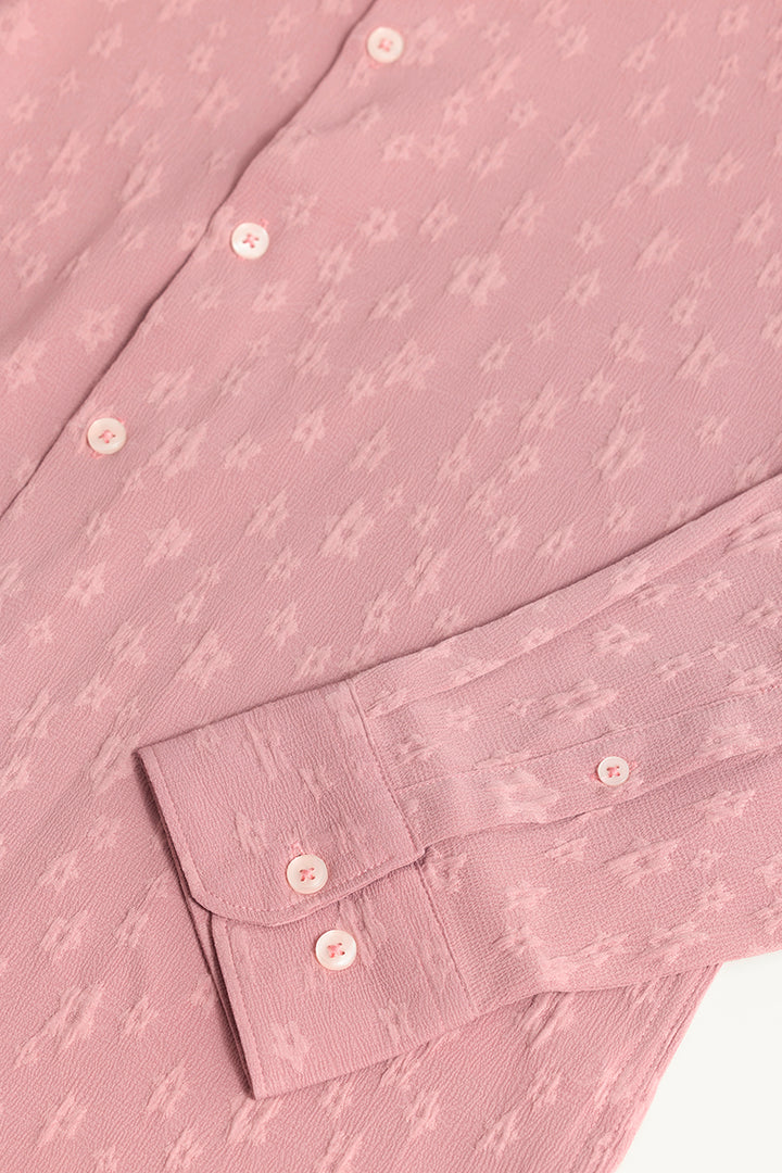 Embossed Self Structure Pink Shirt