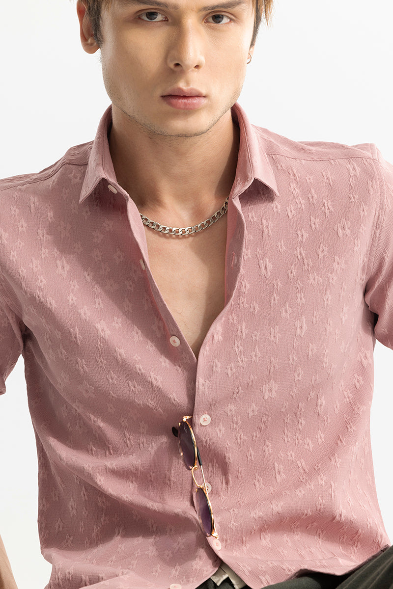 Embossed Self Structure Pink Shirt