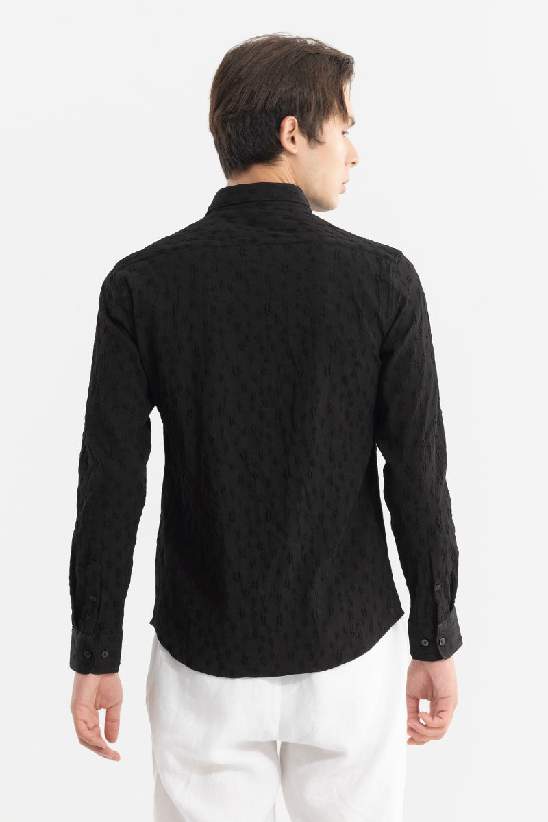 Embossed Self Structure Black Shirt