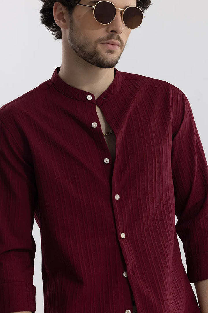 Choker Neckline Maroon Shirt