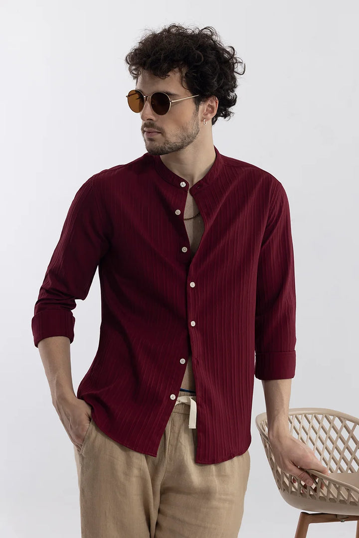 Choker Neckline Maroon Shirt