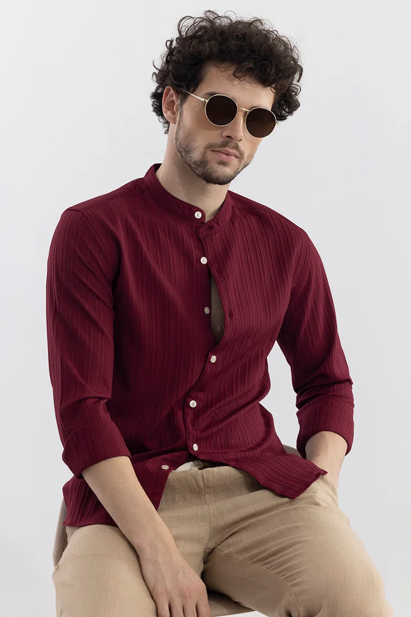 Choker Neckline Maroon Shirt