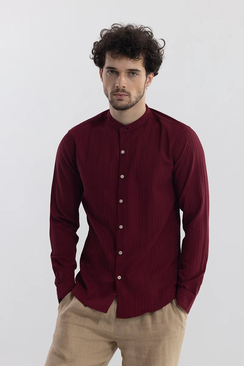 Choker Neckline Maroon Shirt