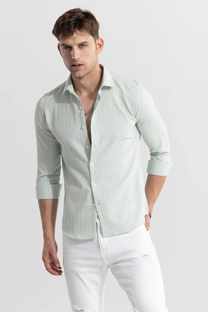 Clasp Striped Green Shirt