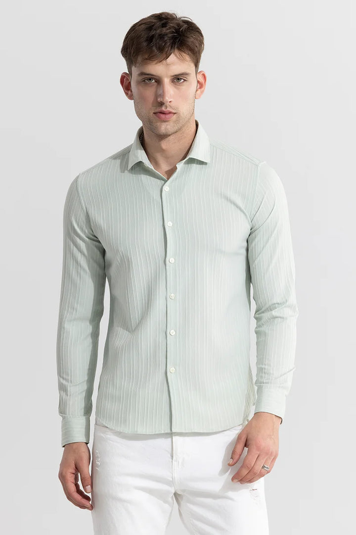 Clasp Striped Green Shirt