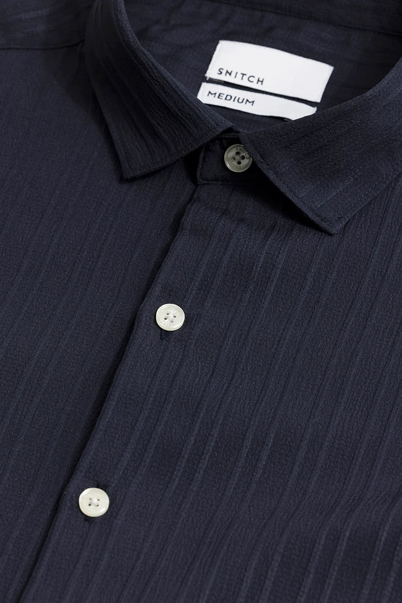 Clasp Striped Navy Shirt