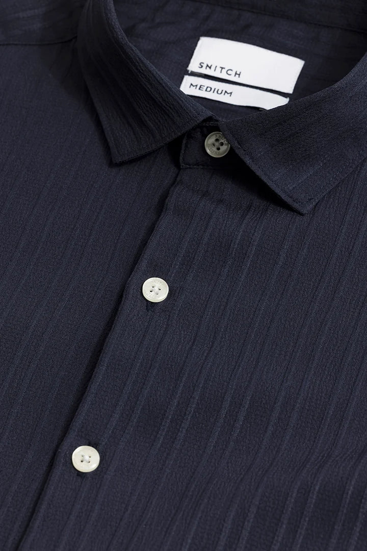 Buy Men's Clasp Striped Navy Shirt Online | SNITCH