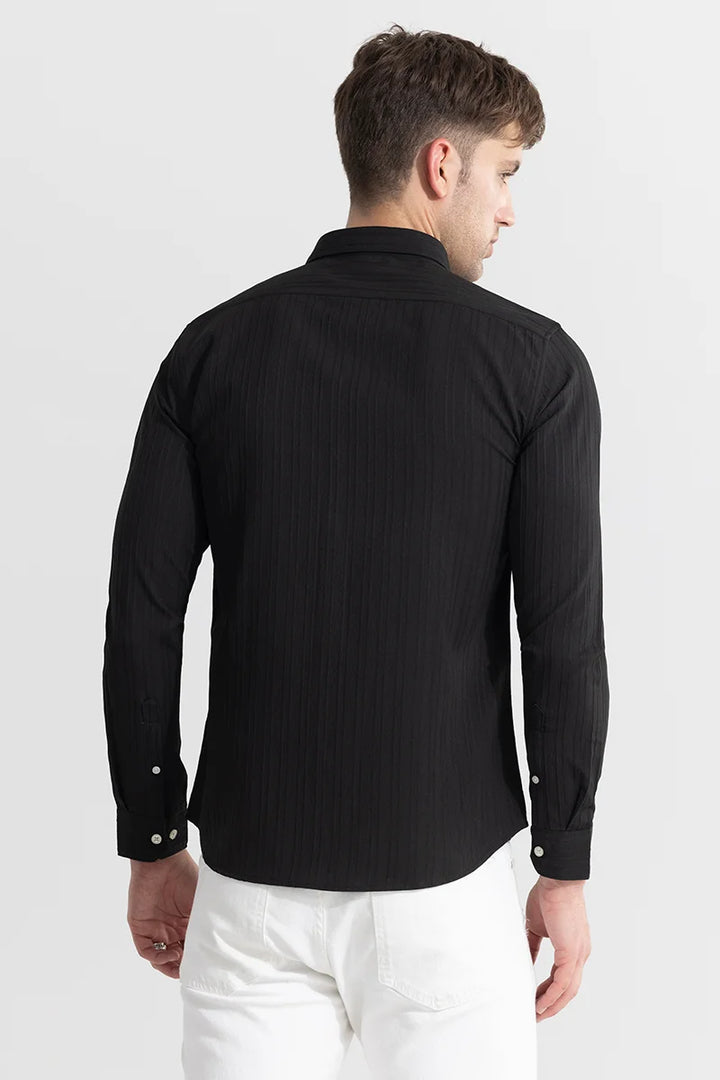 Clasp Striped Black Shirt