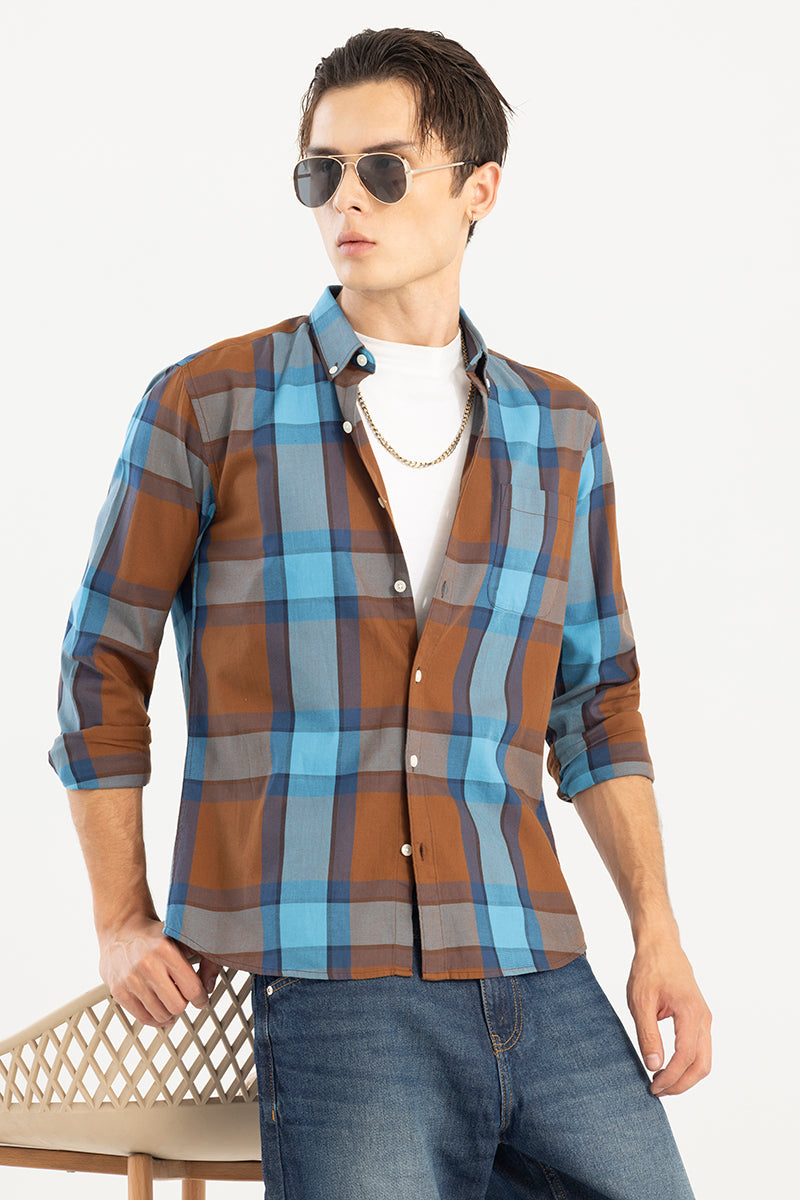 Bold Boundary Check Brown Shirt