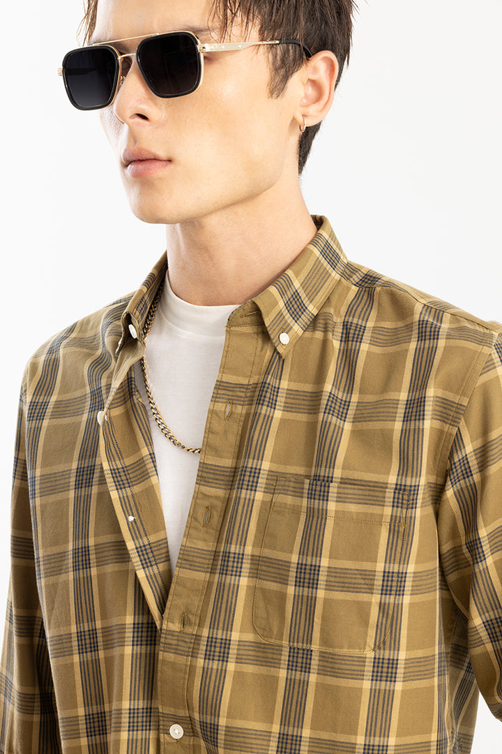 Spacious Check Ochre Yellow Shirt