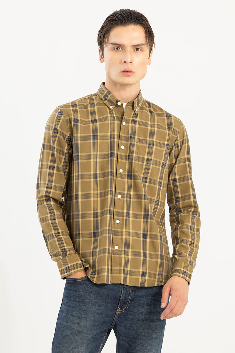 Spacious Check Ochre Yellow Shirt