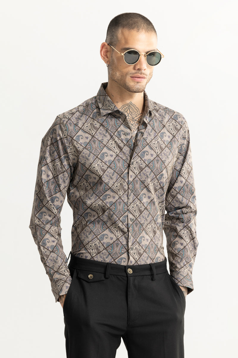 Ethnic Paisley Beige Shirt