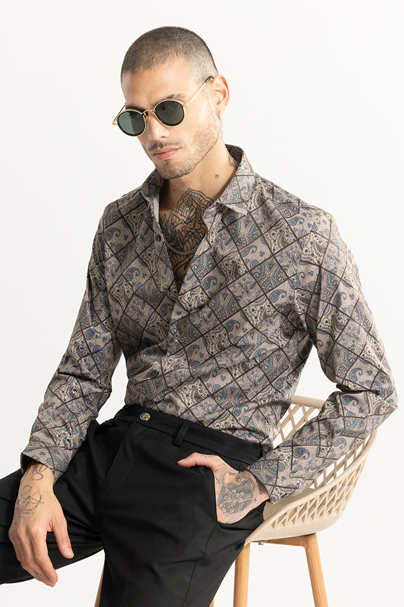 Ethnic Paisley Beige Shirt