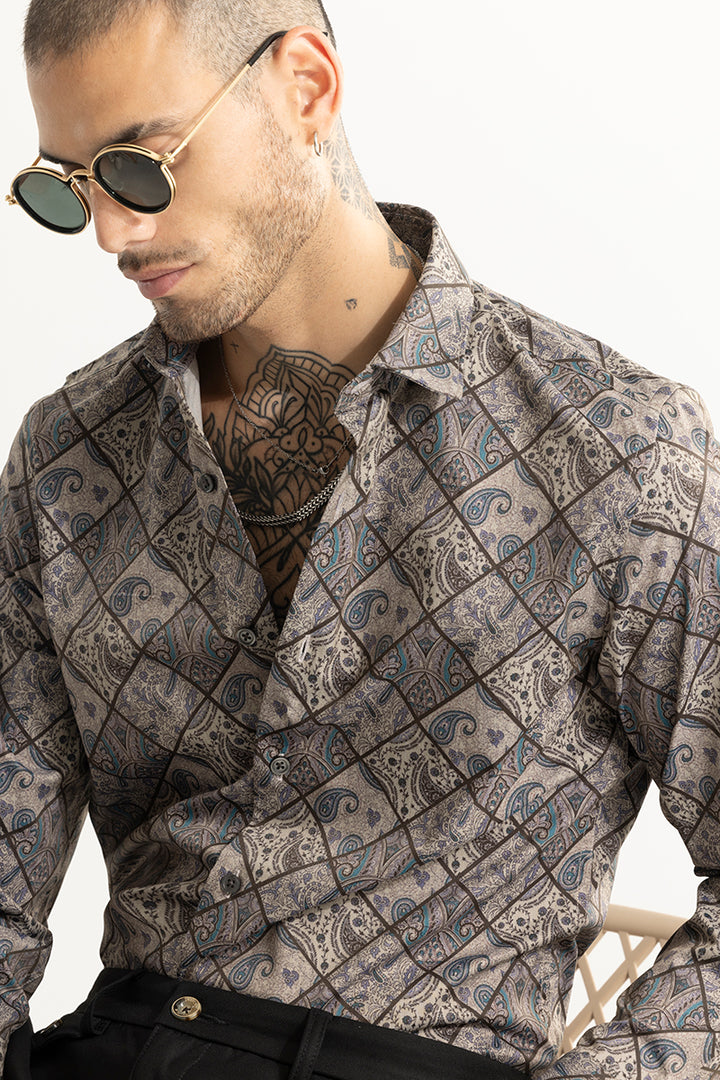 Ethnic Paisley Beige Shirt