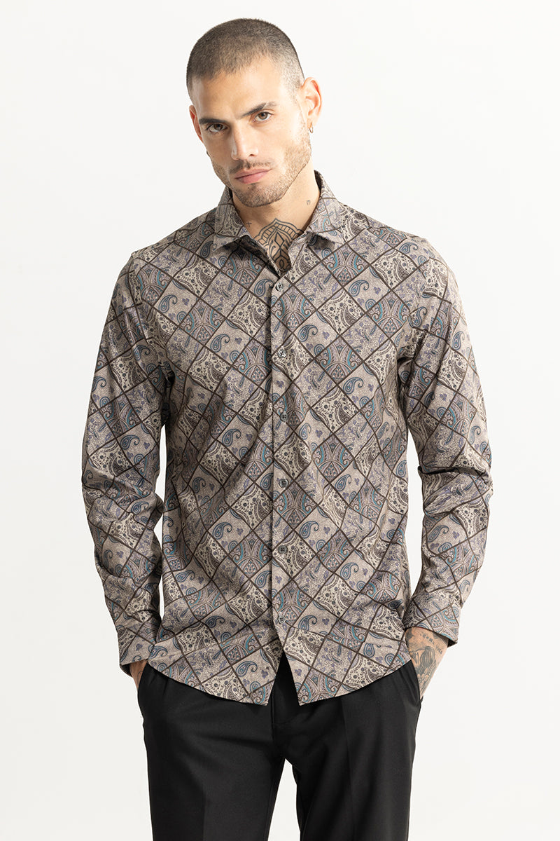 Ethnic Paisley Beige Shirt