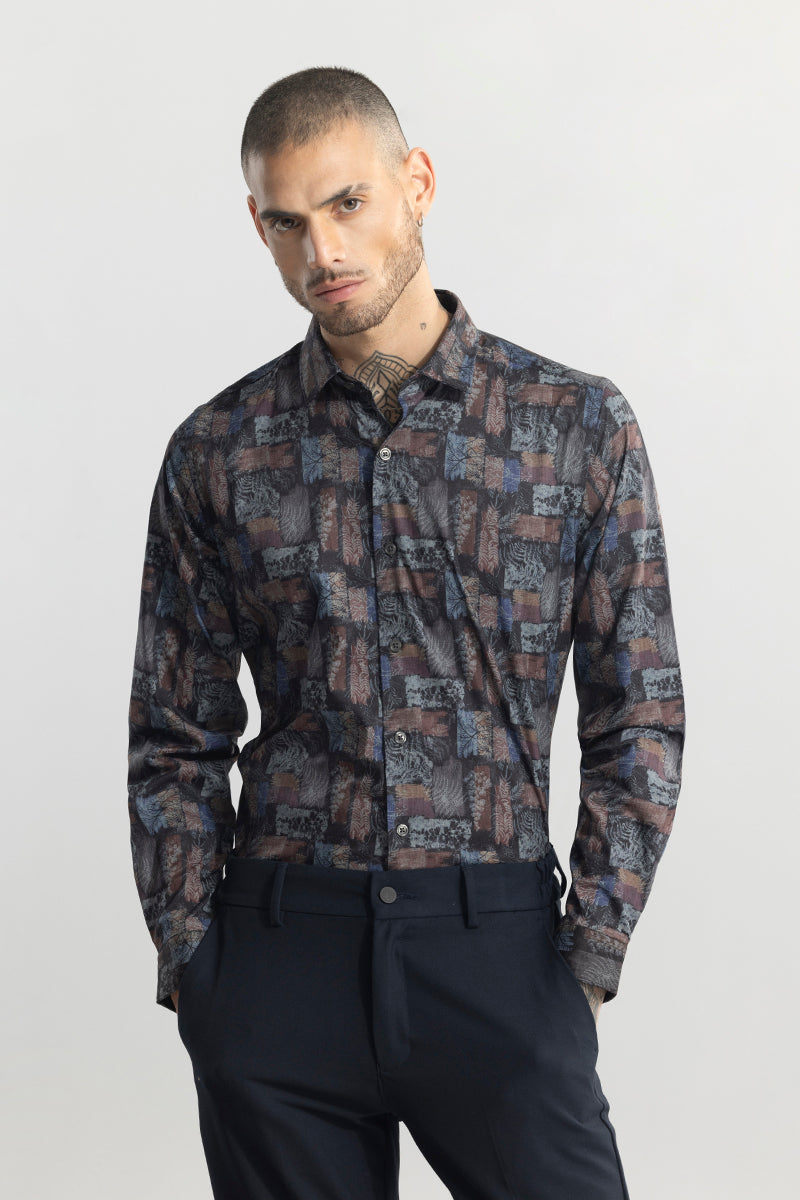 Profuso Multi Design Black Shirt