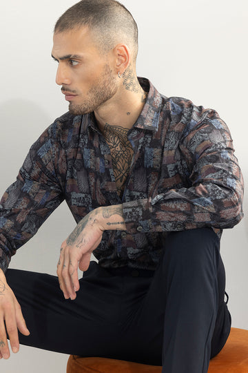 Buy Men's Profuso Multi Design Black Shirt Online | SNITCH