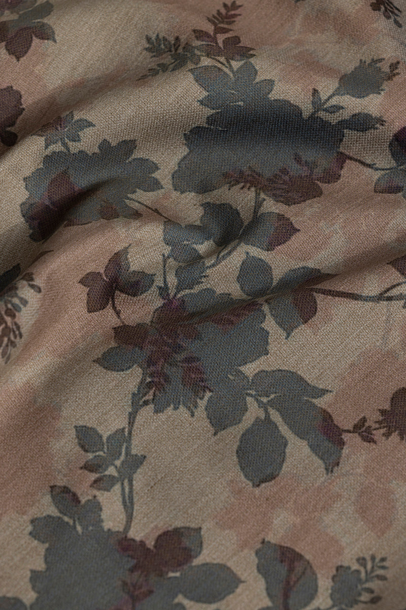 Japanese Floral Print Brown Shirt