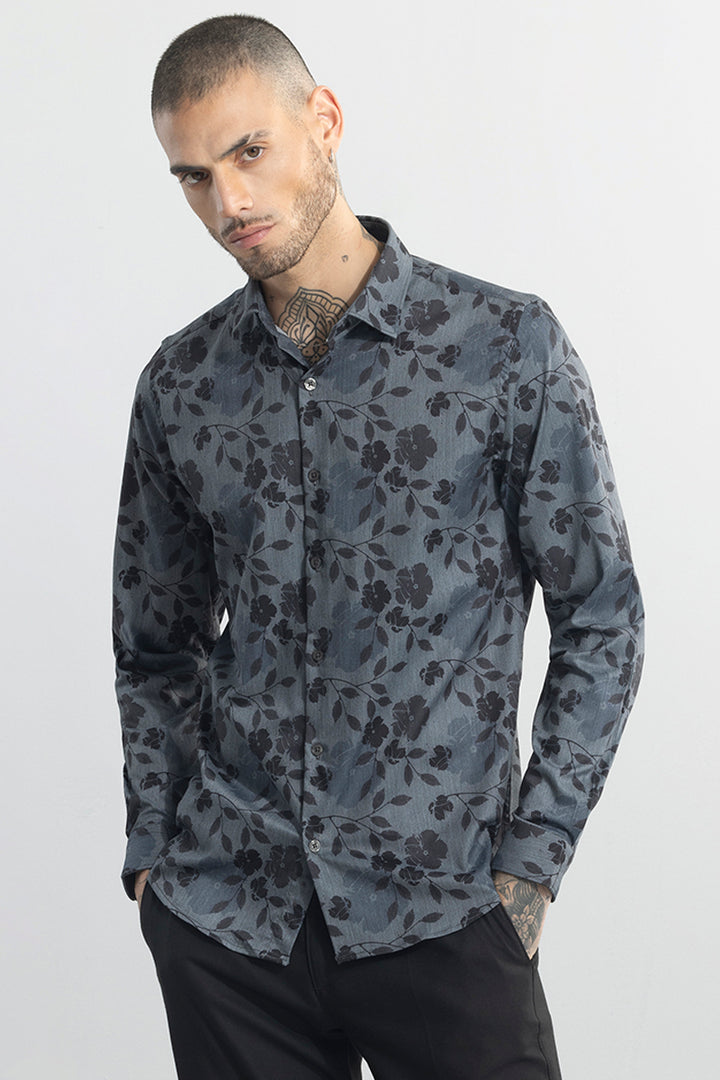 Little Floral Print Grey Shirt