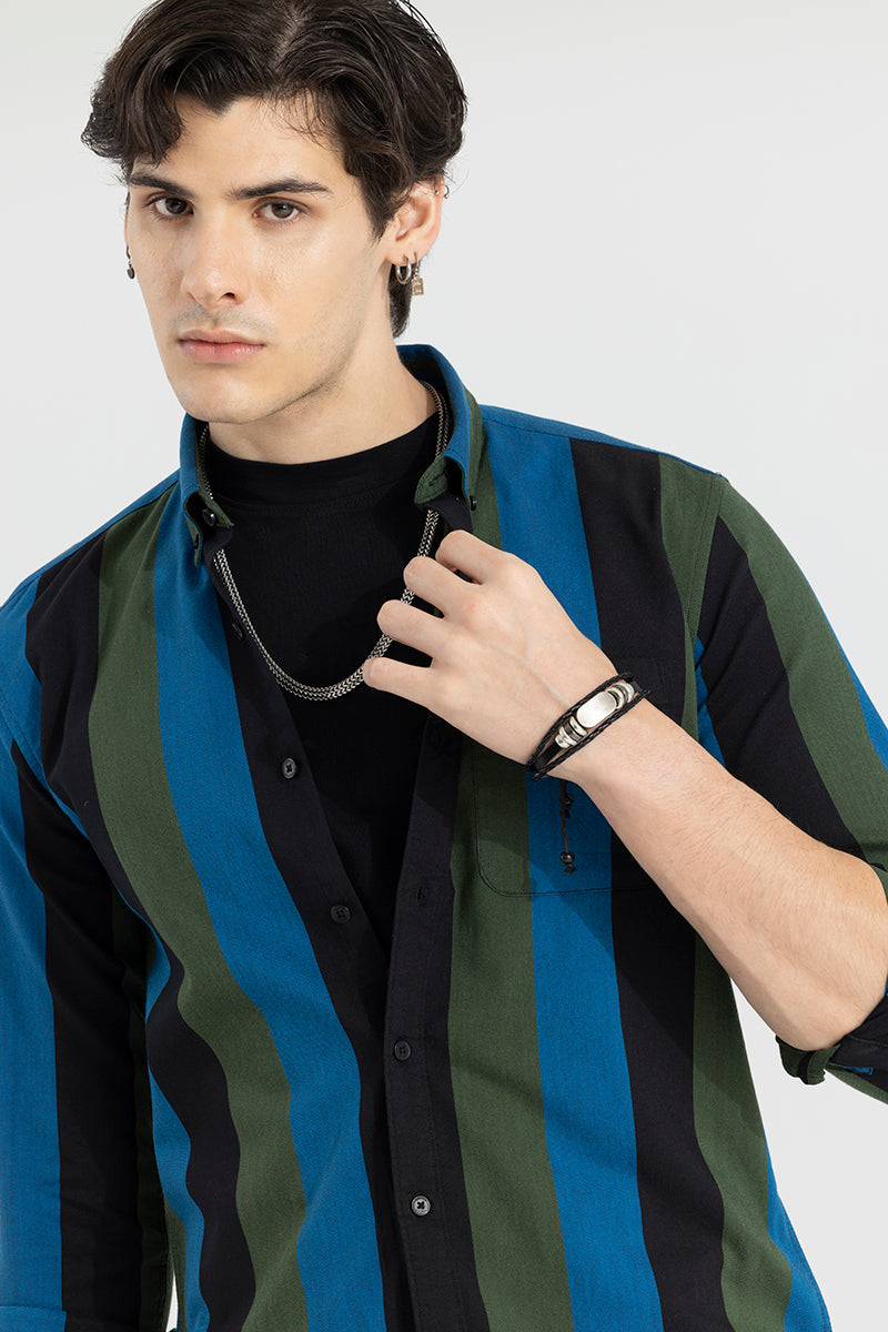 Bold Boundary Stripe Green Shirt