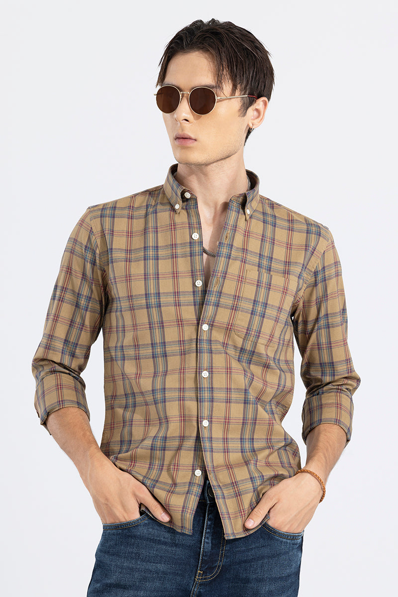 Widespread Check Beige Shirt