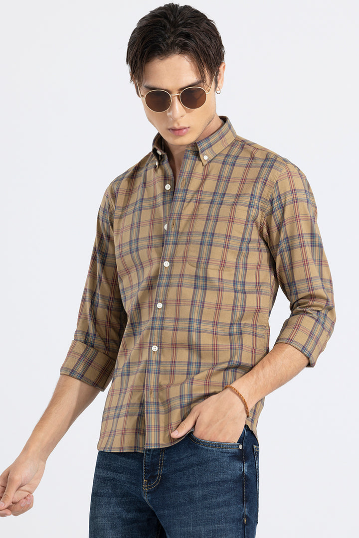 Widespread Check Beige Shirt