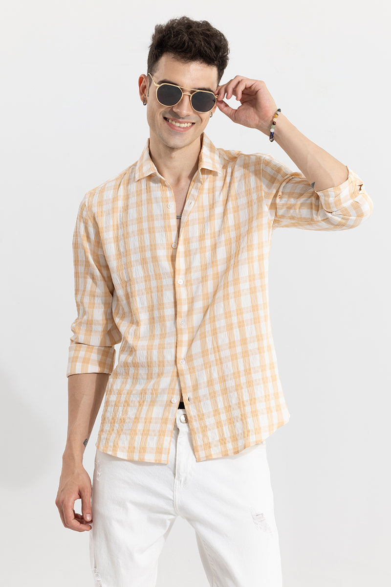 Buy Men's Ruffle Rush Yellow Check Shirt Online | SNITCH