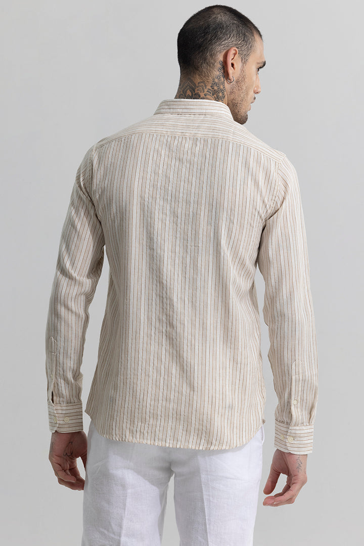 Linear Line Beige Linen Shirt