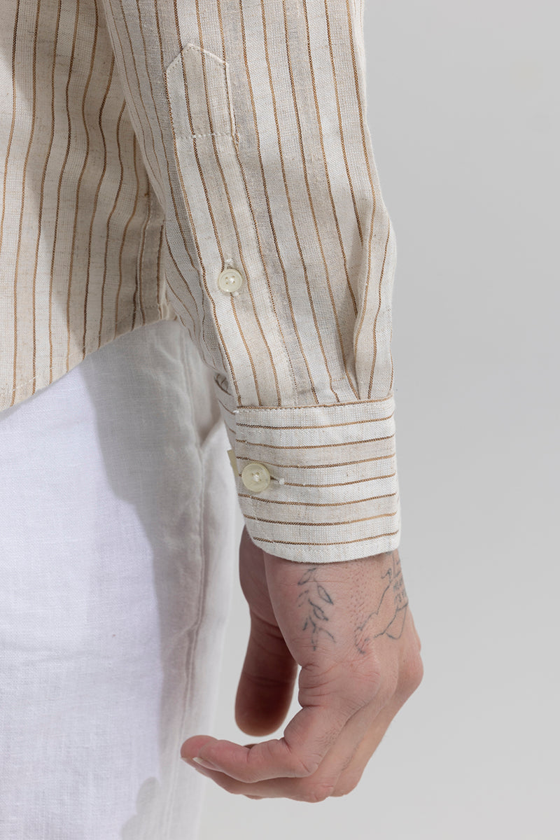 Linear Line Beige Linen Shirt