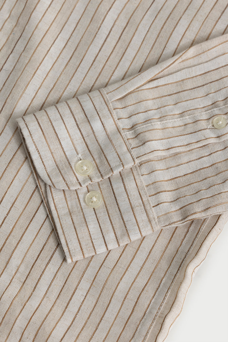 Linear Line Beige Linen Shirt