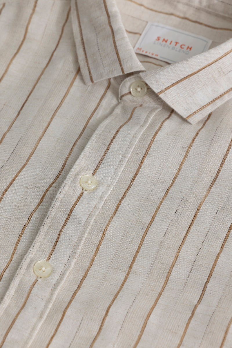 Linear Dual Line Beige Linen Shirt