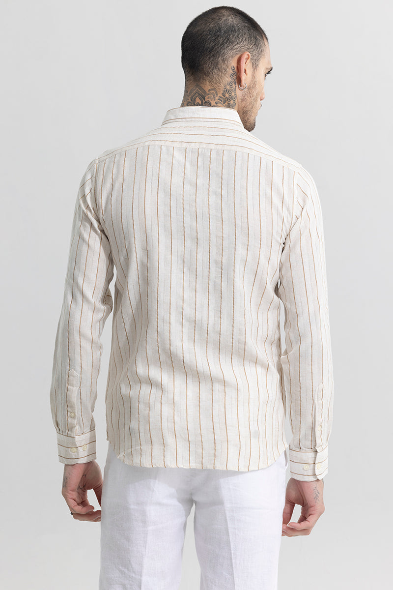 Linear Dual Line Beige Linen Shirt