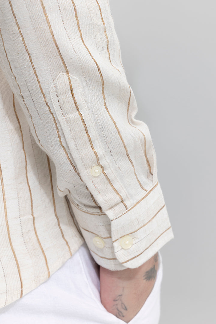 Linear Dual Line Beige Linen Shirt