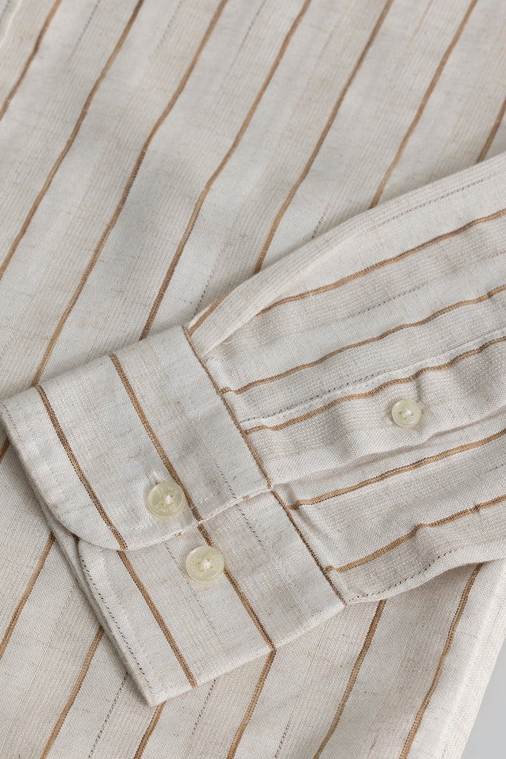 Buy Men's Linear Dual Line Beige Linen Shirt Online | SNITCH